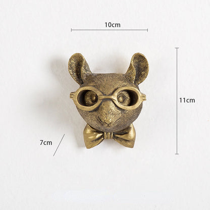 Antique Bronze Resin Animal Pendant Golden Deer Head Wall Storage Hook Up Background Wall Accessories Decorative Figurines