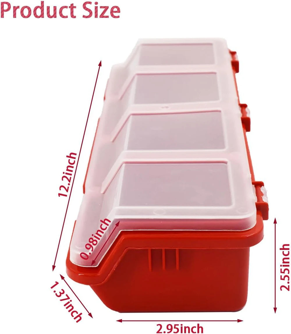 1Pc Plastic Screw Organizer Box with 4 Compartments Portable Tool Parts Storage Bin with Lid for Hardware Small Parts Display