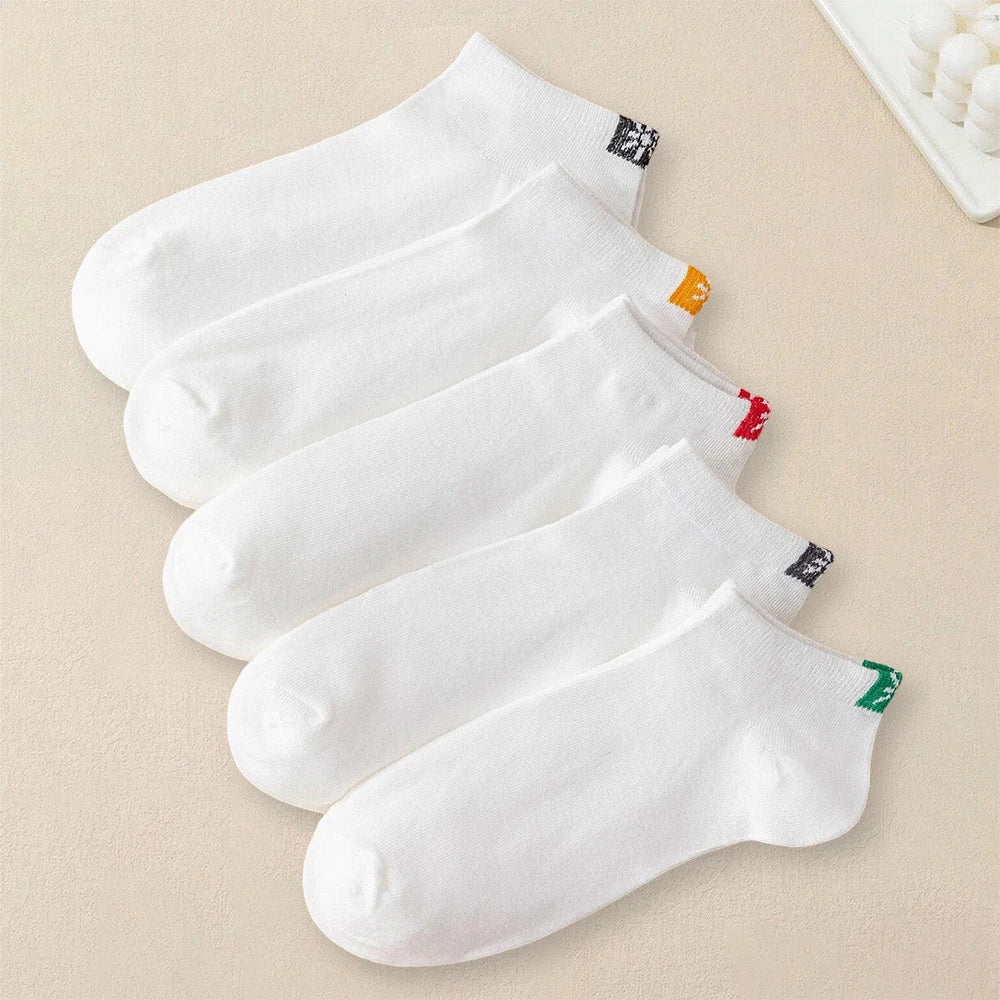 5 Pairs Women Cartoon Patterned Socks Trendy Versatile Breathable Sweat Wicking Deodorizing Antibacterial Comfortable Socks -
