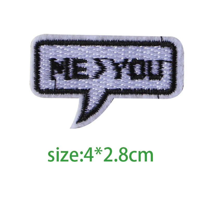 1PCS Black White English Alphabet Rectangle Embroidery Patches for Clothing Stripes Written Words Sticker Clothes Letters Bad