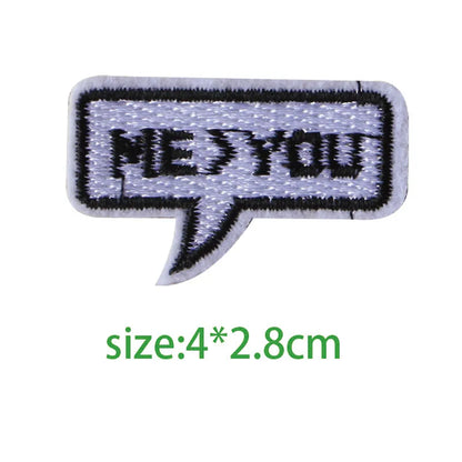 1PCS Black White English Alphabet Rectangle Embroidery Patches for Clothing Stripes Written Words Sticker Clothes Letters Bad