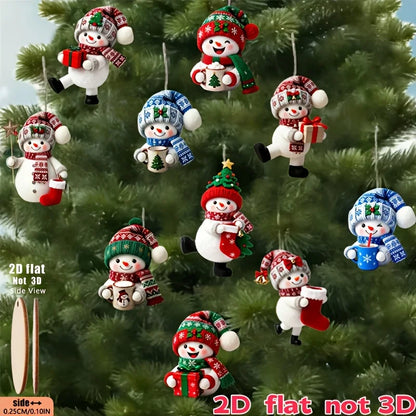 15 Pieces in a Random Assortment of Styles, Christmas Snowmen in Various Poses Holding Christmas Gifts, Handmade Christmas Ha