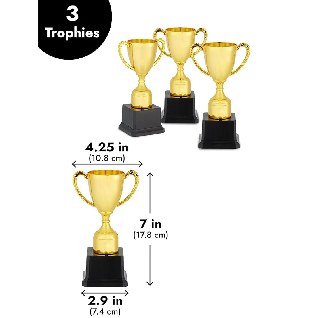 Gold Trophy Award Mini Trophies Bulk- (Pack of 6/12/24/36) 4-7 Inch Tall Plastic Golden Statue Award, Party Themed Decoration
