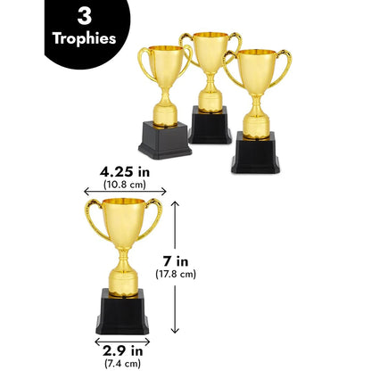 Gold Trophy Award Mini Trophies Bulk- (Pack of 6/12/24/36) 4-7 Inch Tall Plastic Golden Statue Award, Party Themed Decoration