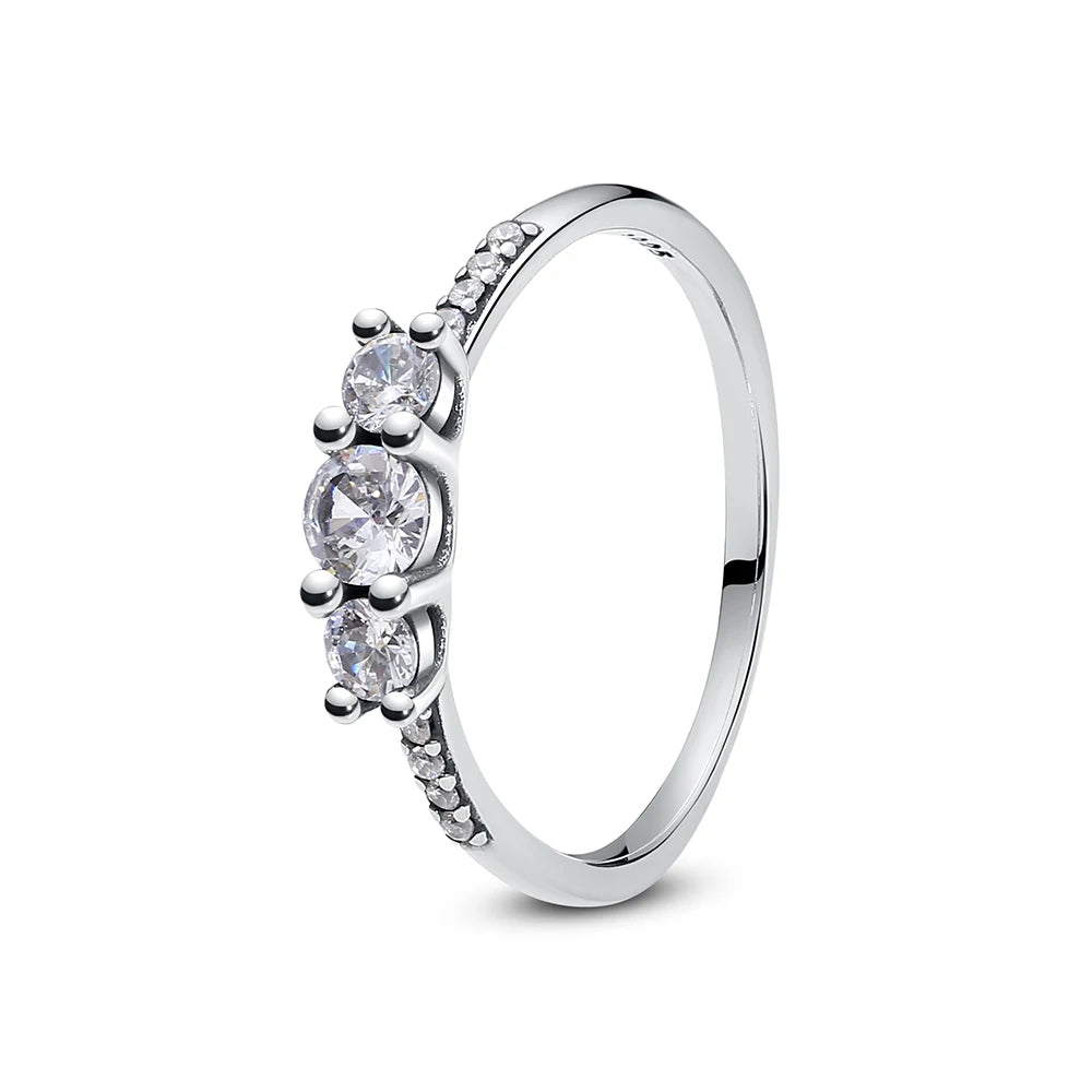 Original 925 Sterling Silver Ring Love Heart Pave CZ Crystal Stackable Rings For Women Wedding Engagement Birthday Gift Jewel