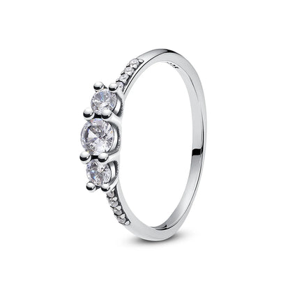 Original 925 Sterling Silver Ring Love Heart Pave CZ Crystal Stackable Rings For Women Wedding Engagement Birthday Gift Jewel