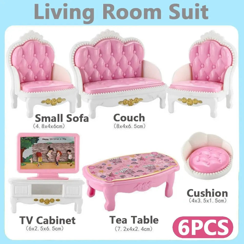 Cute Kawaii Pink 10 Items/Lot Miniature Dollhouse Furniture Accessory Kids Toys Kitchen Cooking Things For Girl Gifts