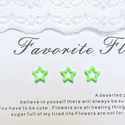 100Pc/bag Macaron Hollow Star Nail Charms Dopamine Color Resin Press-On Nail Decor Mixed Vibrant Kawaii DIY Manicure Accessor
