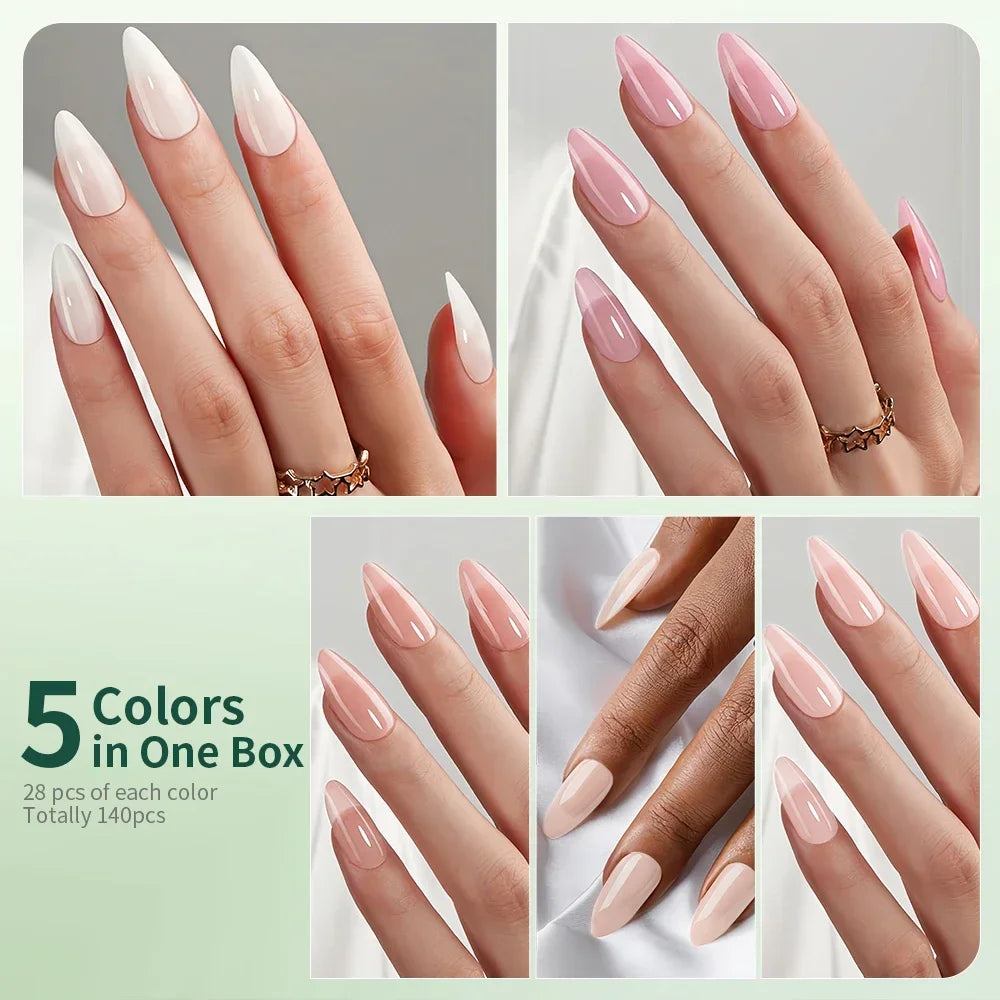 Nailpop 3-IN-1 Nude Natural Soft Nail Tips Set 140PCS Skin Tones Press on Nails Ultra-Fit Gel Nail Extensions Easy Manicure D