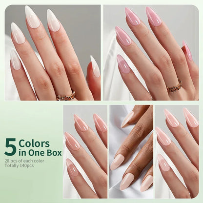 Nailpop 3-IN-1 Nude Natural Soft Nail Tips Set 140PCS Skin Tones Press on Nails Ultra-Fit Gel Nail Extensions Easy Manicure D
