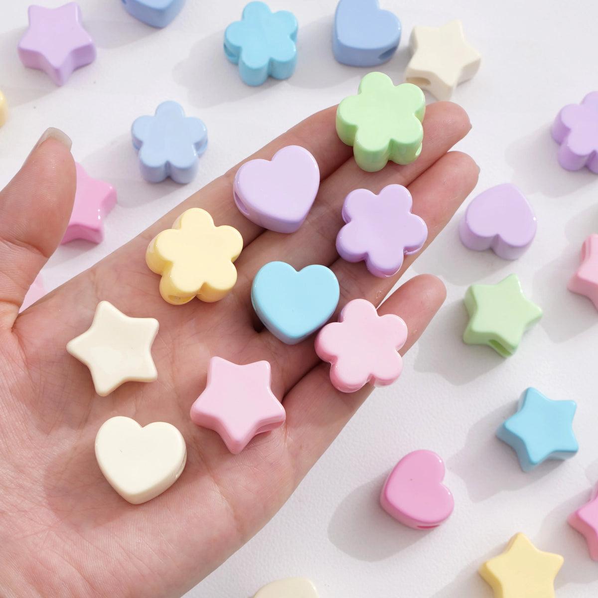 1/5Pcs Acrylic Large Hole Beads Star/Flower/Heart Beads Jewelry Making Materials for DIY Phone Chain Keychain Charms Accessor