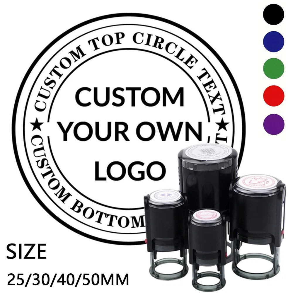 Custom Self-Inking Stamp 25/30/40/50mm Round LOGO Design Personalized Text Press-type Inking Stamp for Wedding Invitation Env