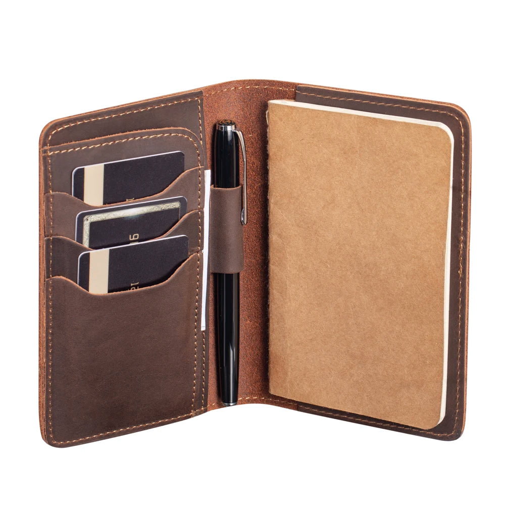 Journal Cover for Field Notes Leather Multifunctional Organizer with Pen Loop, Business Card Holder, for 3.5" x 5.5" Pocket N