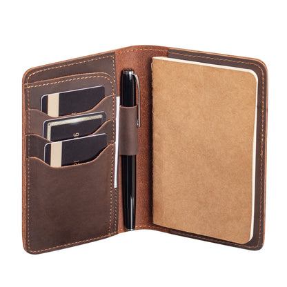 Journal Cover for Field Notes Leather Multifunctional Organizer with Pen Loop, Business Card Holder, for 3.5" x 5.5" Pocket N