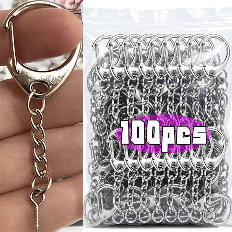 C Shaped Clasps Key Ring Lobster Clasp Keychains Connector Hook For DIY Jewelry Making Finding Key Chain Accessories