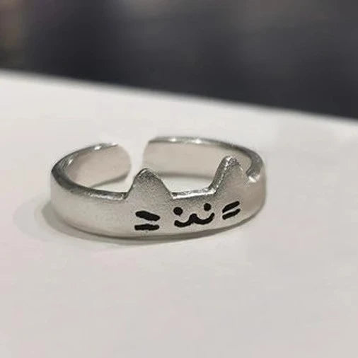 2pcs Kawaii Cat Dog Animal Couple Ring for Women Men 2026 Fashion Size Adjust Lover Rings Valentine's Day Party Jewelry Gifts