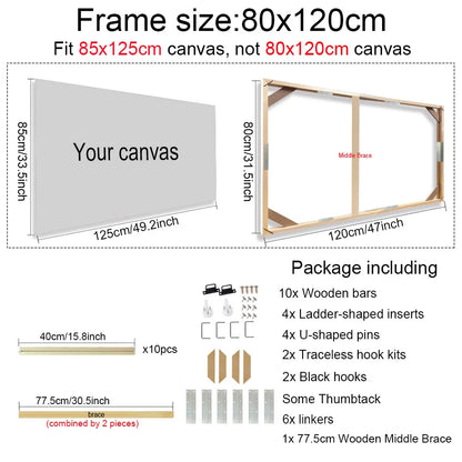 Various Sizes Canvas Frame Wooden Frames Natural Wooden Photo Oil Painting Canvas Diamond Painting Frames Canvas Wood Wall Fr