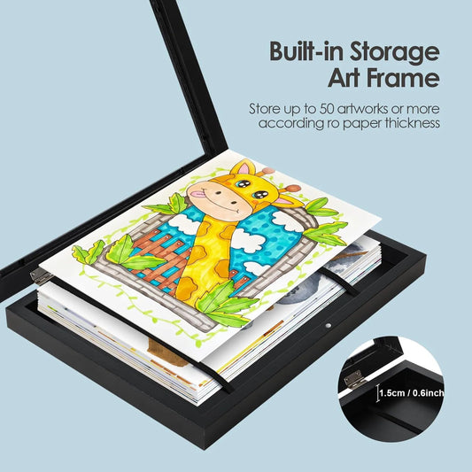 Wood Flap Art Frames Magnetic A4 Photo Frame Framed Picture DIY Children's Exhibition of Paintings Home Decoration Storage Ra
