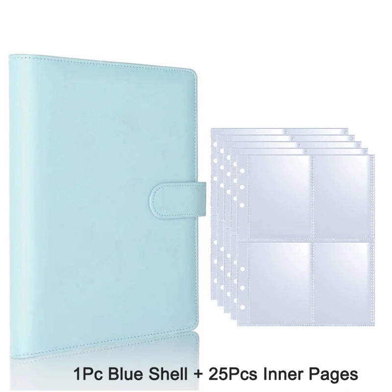 25pcs Page(4 Grids) Photo Card A5-Binder Kpop Photo Albums Idol Cards Loose-leaf Collect Book Binder Photocard Holder - Blue-