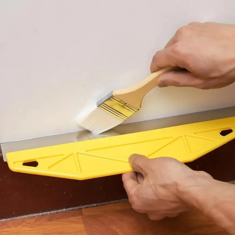 Heavy-Duty Paint Shield Edger Yellow with Ergonomic Handle Wall Painting Tool Plastic Metal Edge-Durable Painting Accessory