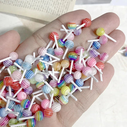 20pcs 3D Kawaii Lollipop Design Nail Art Charms Acrylic Colorful Cartoon Resin Ornament Nail Decorations Candy Accessories DI