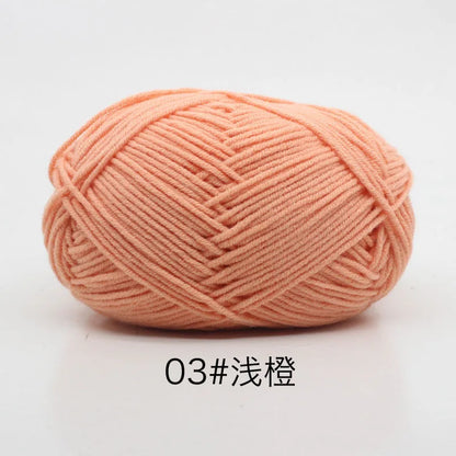 40-50g/Set 4ply Milk Cotton(80%) Knitting Yarn Needlework Dyed Lanas For Crochet Craft Sweater Hat Dolls At Low Price - 03