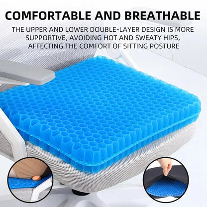 Gel Seat Cushion Summer Breathable Honeycomb Design For Pressure Relief Back Tailbone Pain - Home Office Wheelchair Chair Car