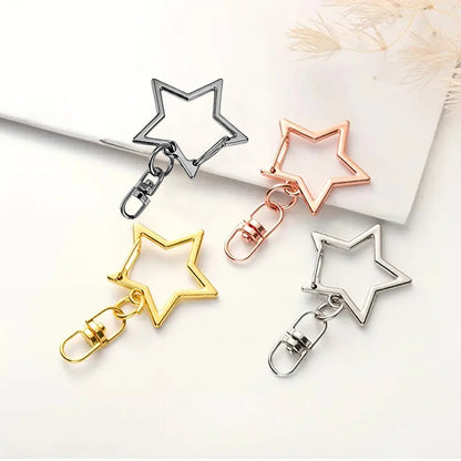 5/15/25/50 Sets Star Shaped Snap Keychain Lobster Claw Clasp with Hanging Buckle Jump Ring for DIY Crafts Jewelry Accessory G
