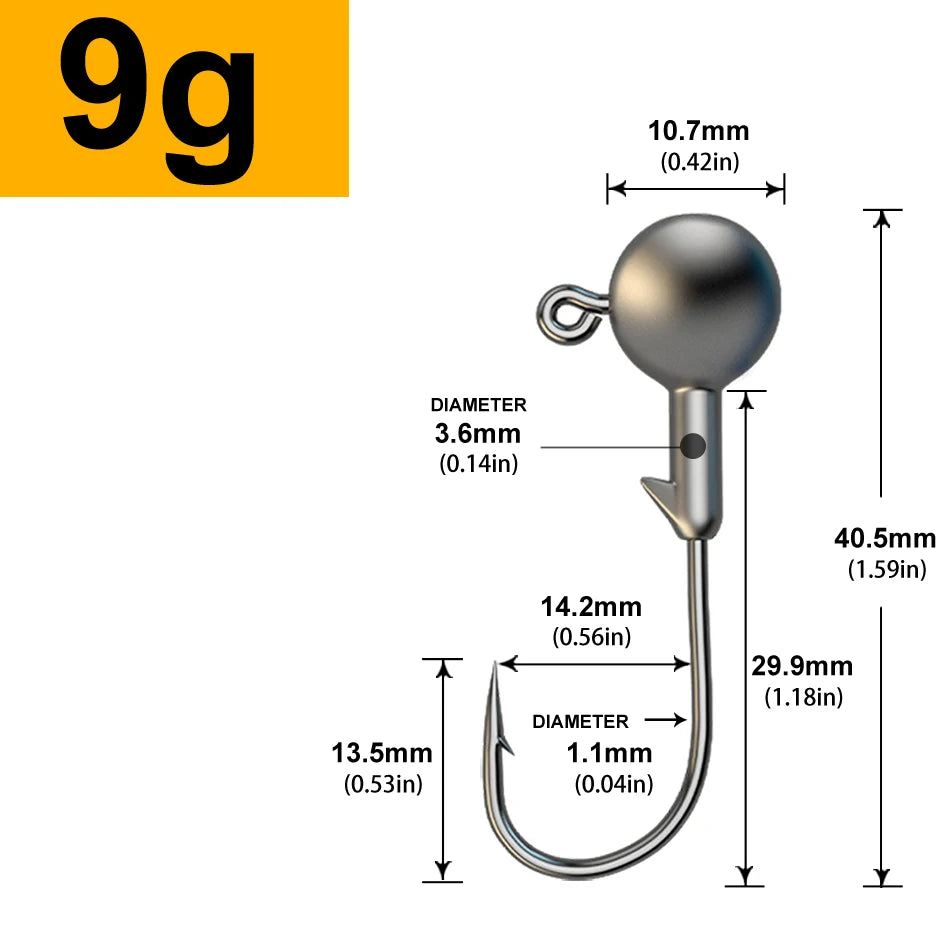 MrLurion 30pcs 1g 2g 3g 5g 10g 14g 18g 22g 25g 28g Fishing jigging head hook ,round head rigs fishhook for soft worm crank lu