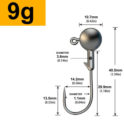 MrLurion 30pcs 1g 2g 3g 5g 10g 14g 18g 22g 25g 28g Fishing jigging head hook ,round head rigs fishhook for soft worm crank lu