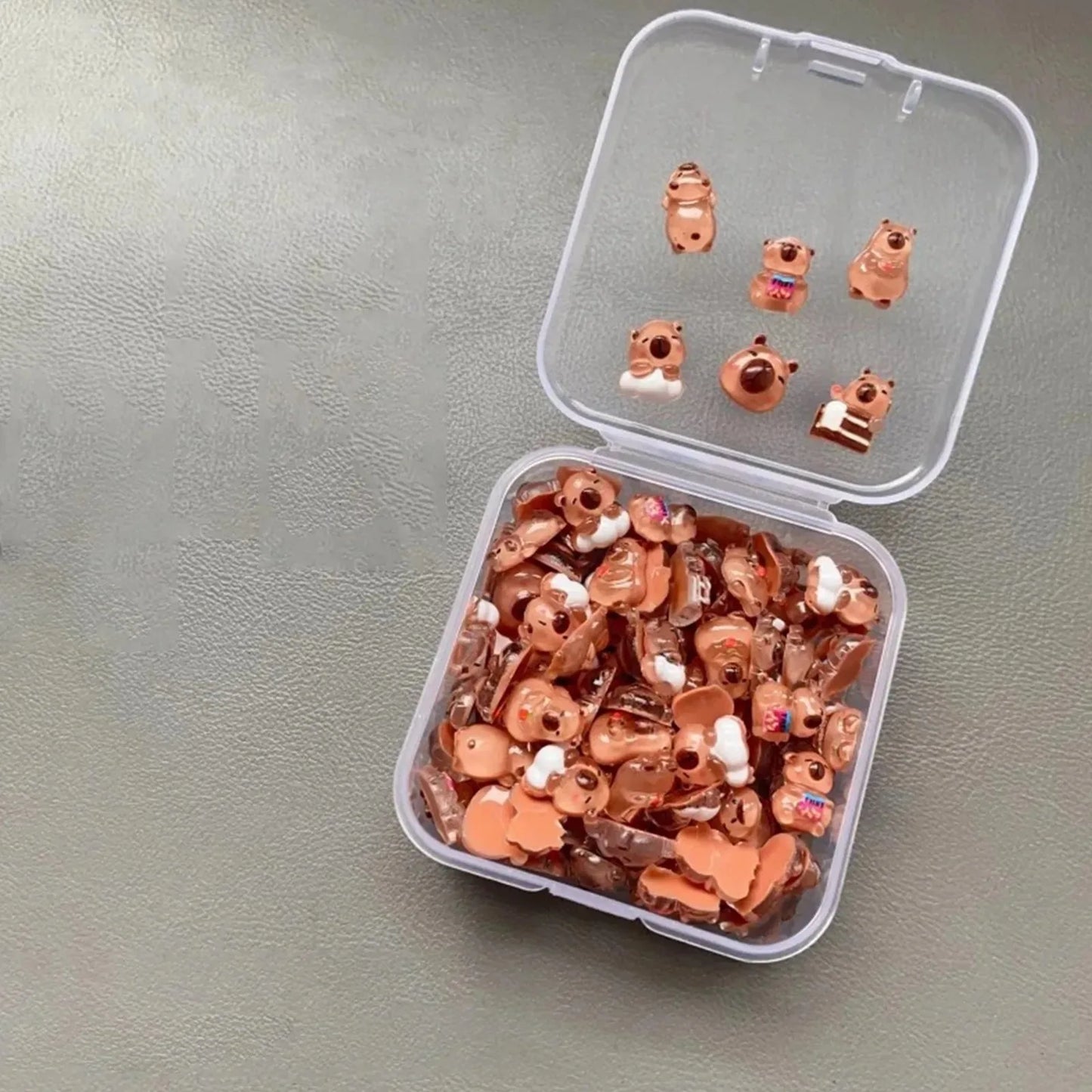 100pcs Mini Capybara Miniatures, Animal Figurines Fairy Garden Home Desk Ornament, Micro Landscape Diy Craft Decoration