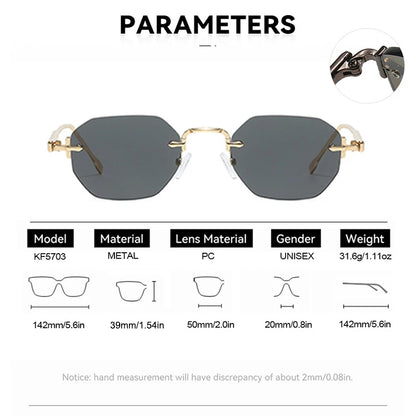 DDDLONG Retro Fashion Rimless Punk Y2k Sunglasses Women Men Sun Glasses Vintage UV400 Outdoor Shades D686