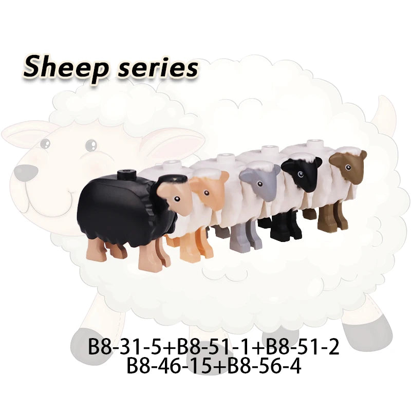 MOC City Animal Series Zoo Scene Panda Tiger Dog Cat Sheep Goat Accessories Building Blocks Bricks Street View Bricks Toys Gi