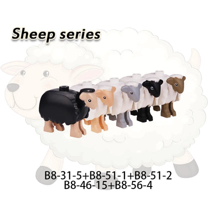 MOC City Animal Series Zoo Scene Panda Tiger Dog Cat Sheep Goat Accessories Building Blocks Bricks Street View Bricks Toys Gi