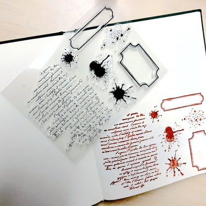 Handwriting Drop Ink Mark Art Scrapbooking Clear Stamps for Junk Journal Background Decoration Craft Supplies Paragraph Desig