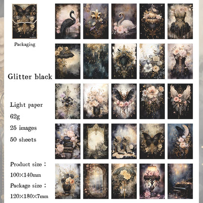 50 pieces of vintage scrapbooking material paper handmade tent DIY collage decoration background craft paper - C