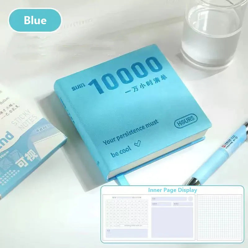 Self-Discipline Checklist Notepad Pocket Diary 10000 Hours Journal Notebooks Note Book Office School Supplies - Blue