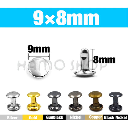 100Sets 5-15mm Metal Double Cap Rivets Stud Round Nail Rivet For Leathercraft Accessories Repair Shoes Bag Belt Clothing Garm