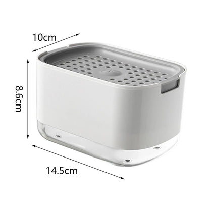 Soap Dispenser Box Press Dispenser Scrubbing Liquid Container Kitchen Bathroom Automatic Detergent Foam Box with Sponge Holde