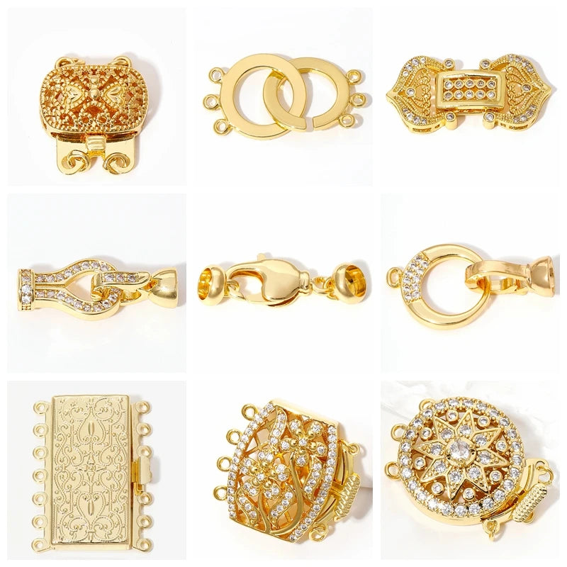 2 Sizes 18K Gold Plated Brass Metal Lobster Clasps Hooks Connector,Clasps For Jewelry,DIY Fashion Jewelry Making Accessories