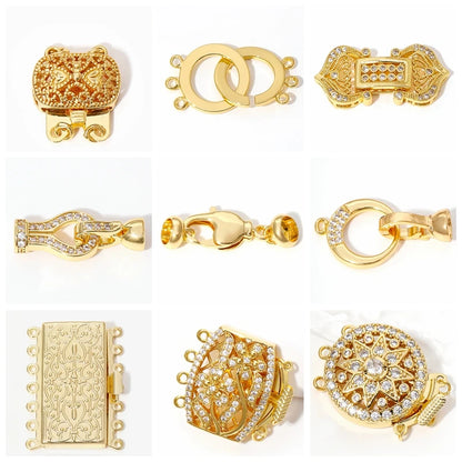 2 Sizes 18K Gold Plated Brass Metal Lobster Clasps Hooks Connector,Clasps For Jewelry,DIY Fashion Jewelry Making Accessories