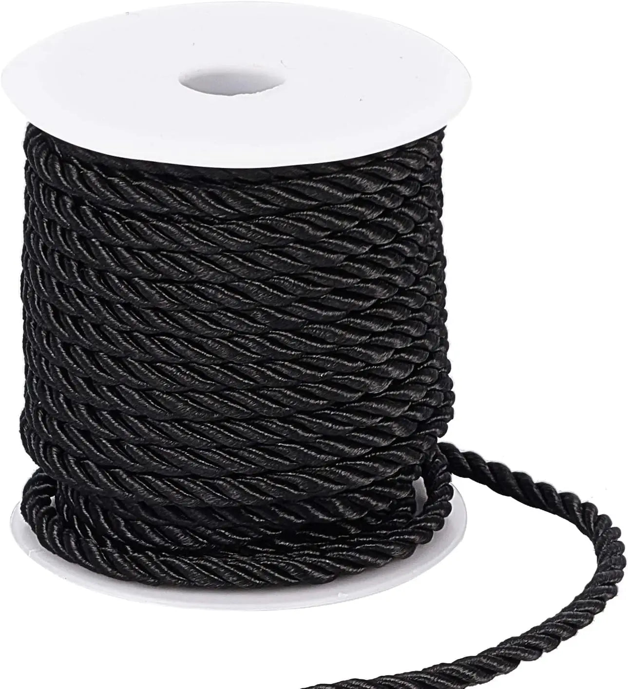 5MM Twisted Cord Rope Trim Craft Decorative Polyester Rope Handmade Cording for Sewing Crafts Upholstery Home Decor 5m - Blac