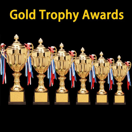 New Sports Games Gold Trophy Awards Champion with Lid Winner Award Trophy Toy School Rewarding Supply Competition Soccer