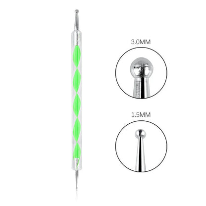 Nail Art Dotting Pen, Spiral Rod Hook Pen, Drawing Painting Marbleizing DIY Manicure tools - Green
