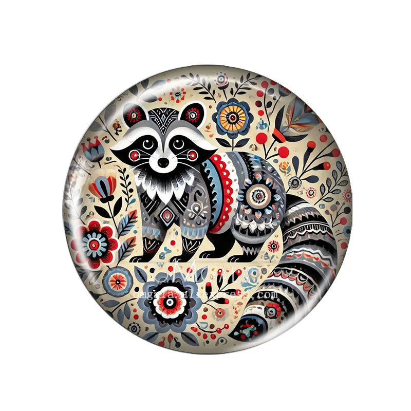 Folk Art Animals with Flower 10pcs Mixed 12mm/14mm/18mm/20mm/25mm/30mm Round photo glass cabochon demo flat back Making findi