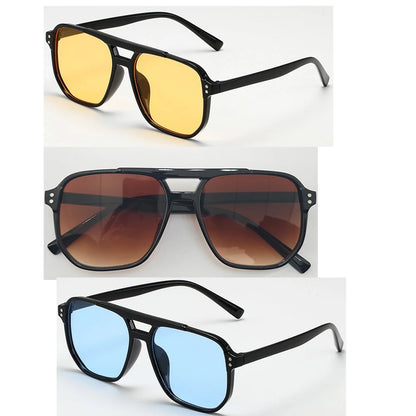 Women Men Square Sun Glasses Retro Polygon Sunglasses Female Black Vintage Fashion Ladies Sunglasses Double Beam Eyeglasses -