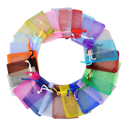 50/100pcs Colorful Organza Gift Bag 5x7 7x9 9x12 10x15 13x18cm Party Wedding Favors Candy Jewelry Packaging Drawstring pouche