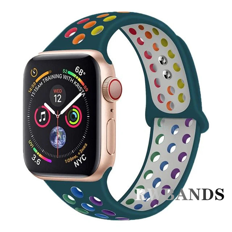 Sport Strap for Apple Watch Band 46mm 44mm 40mm 42-38-41mm 45mm Breathable Bracelet iWatch Series 10 9 8 7 6 SE 5 3 Ultra 2 4