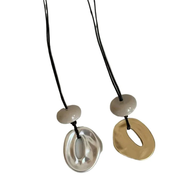 Irregular Pendant Jewelry for Women Exquisite Simple Rope Chain Long Necklace Adjustable Casual Versatile Accessories Gifts