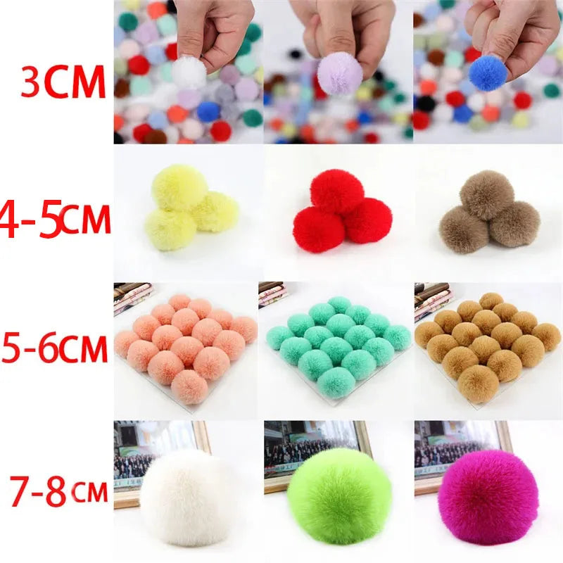 Pompom 5cm 6cm 8cm Fluffy Fur Ball Soft Pompon DIY Pompons For Keychain Sewing On Scarf Hats Shoes Apparel Craft Supplies